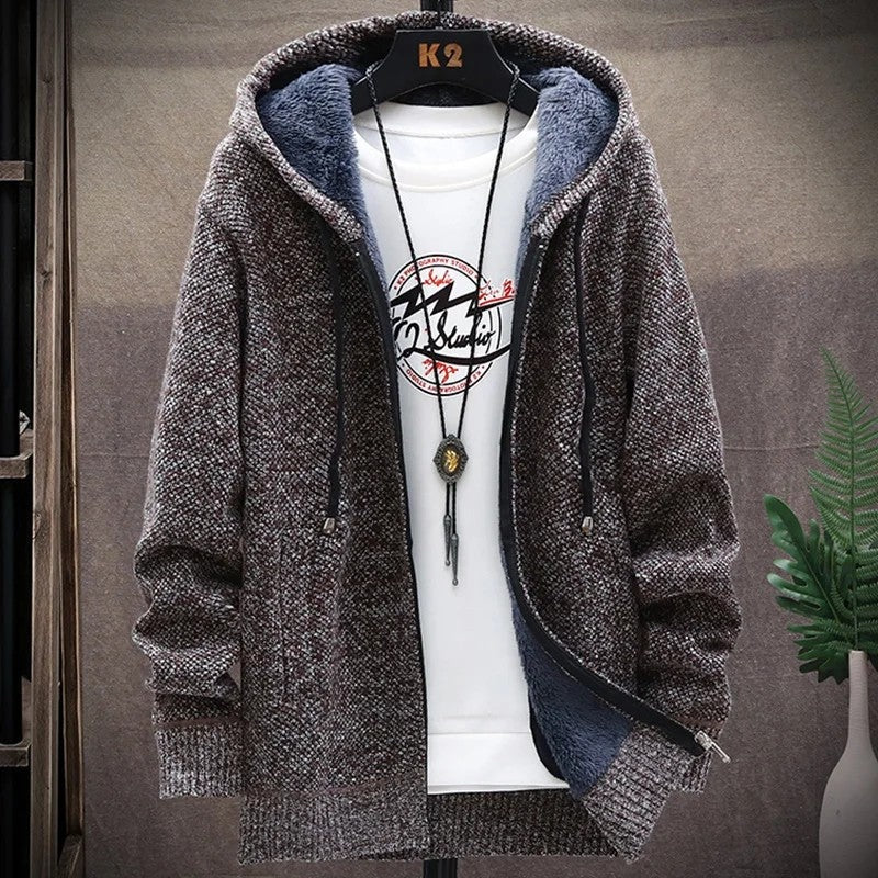 Ervane Fleece Lined Knit Zip Hoodie