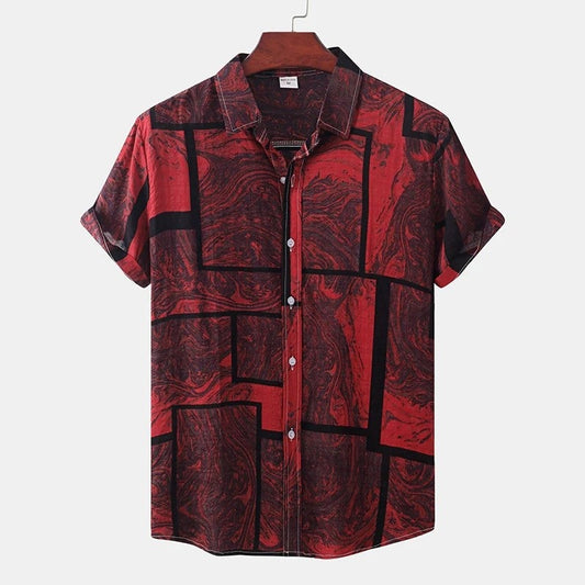 Ferano Abstract Geometric Short Sleeve Shirt