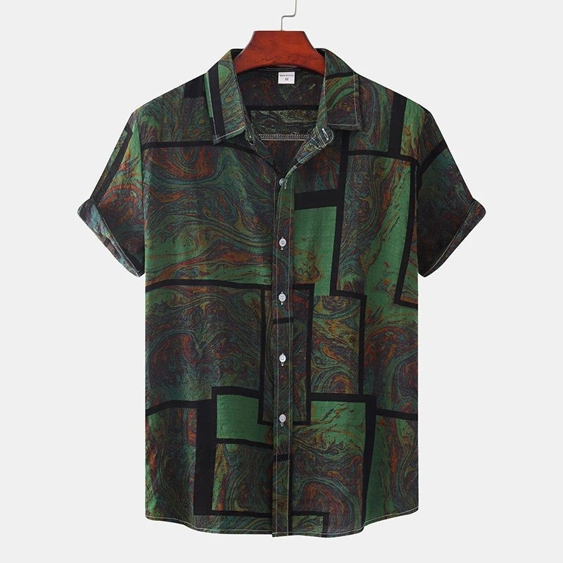Ferano Abstract Geometric Short Sleeve Shirt