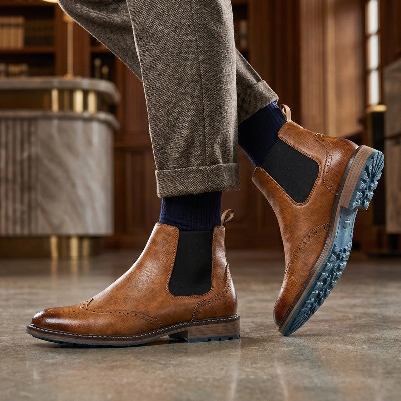 Gabriel Brogue Leather Chelsea Boot