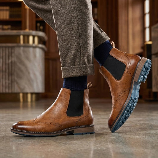 Gabriel Brogue Leather Chelsea Boot