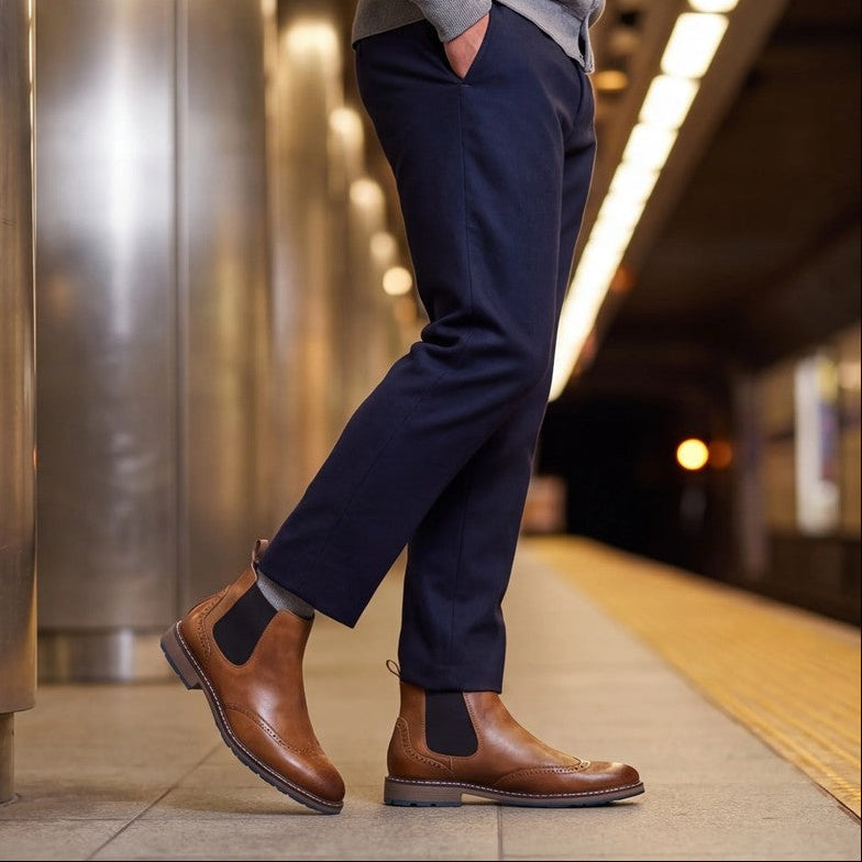 Gabriel Brogue Leather Chelsea Boot