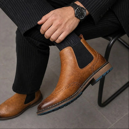 Gabriel Brogue Leather Chelsea Boot