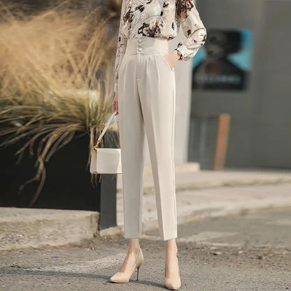 Halden High-Waist Pleated Ankle Trousers