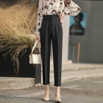 Halden High-Waist Pleated Ankle Trousers