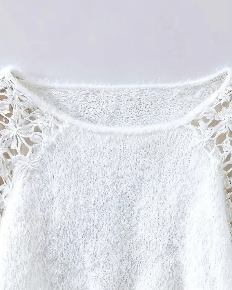 Helen Relaxed Lace Shoulder Knit Sweater