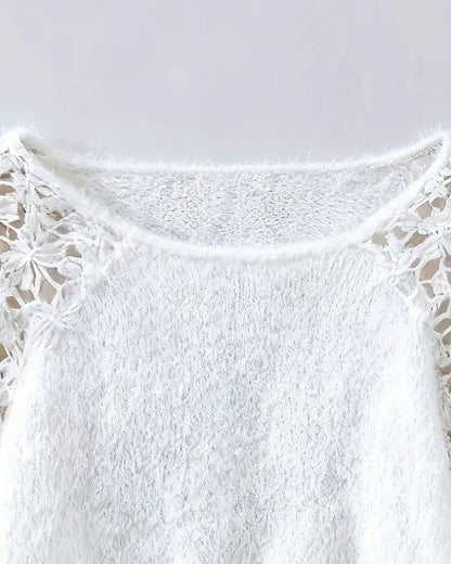 Helen Relaxed Lace Shoulder Knit Sweater