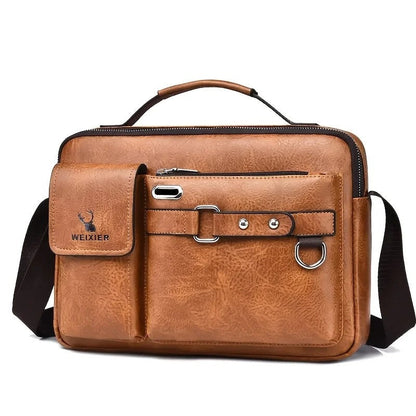 Hugh Men's Slim Leather Crossbody Messenger Bag