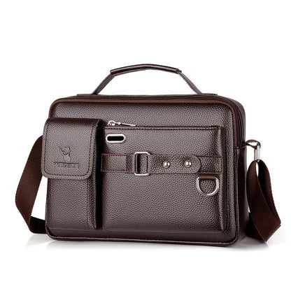 Hugh Men's Slim Leather Crossbody Messenger Bag