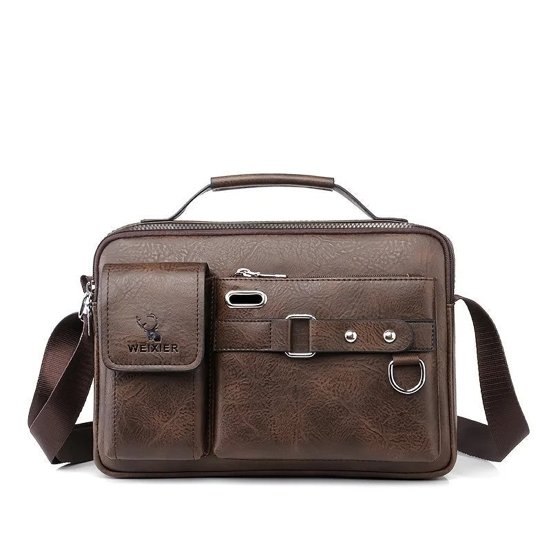 Hugh Men's Slim Leather Crossbody Messenger Bag