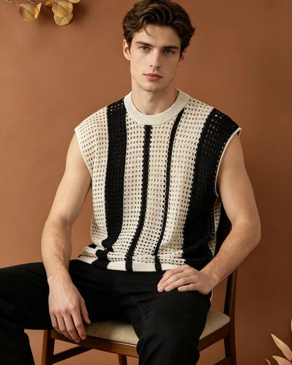 Hugo Men's Open Knit Sleeveless Cover Up