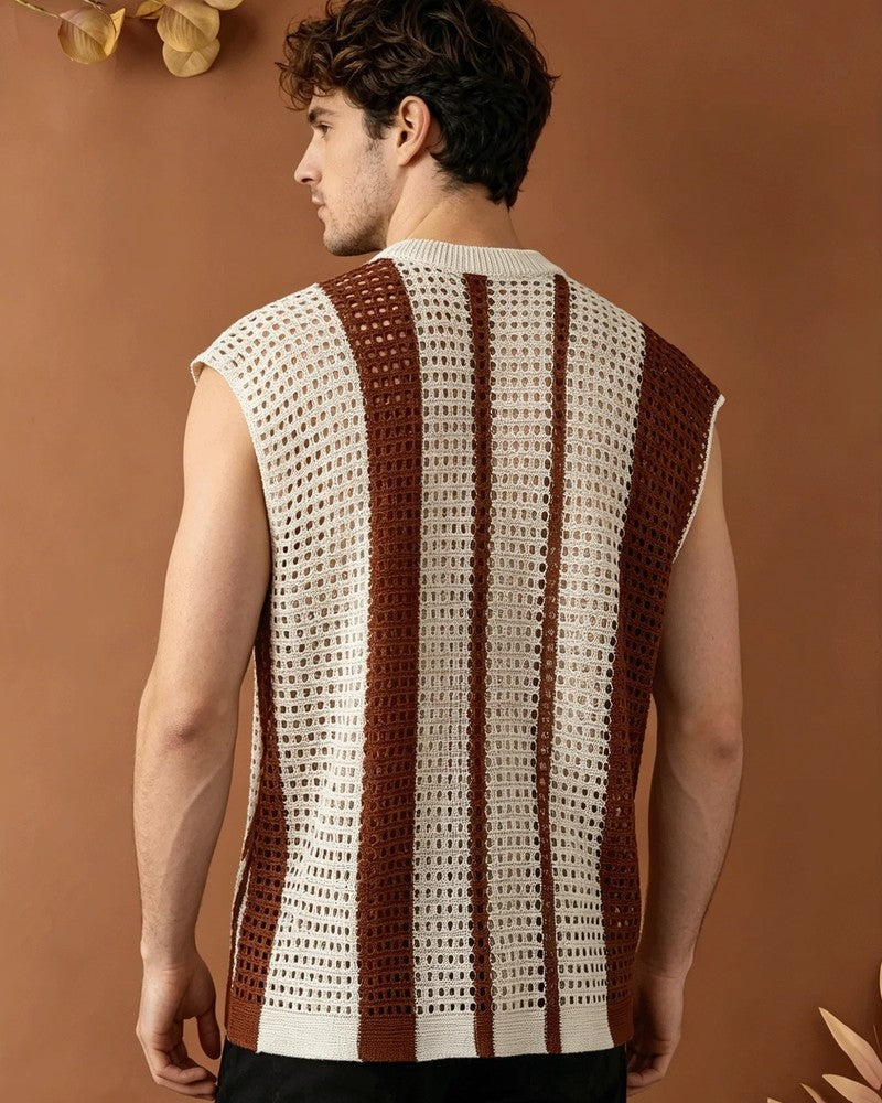 Hugo Men's Open Knit Sleeveless Cover Up