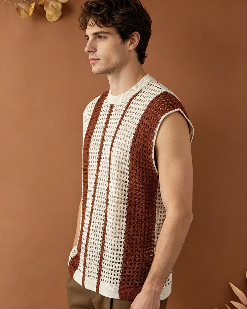 Hugo Men's Open Knit Sleeveless Cover Up