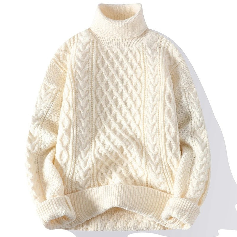 James Relaxed Cable Knit Turtleneck Sweater
