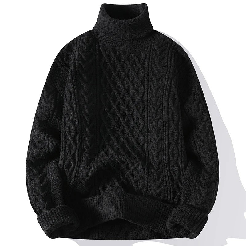 James Relaxed Cable Knit Turtleneck Sweater