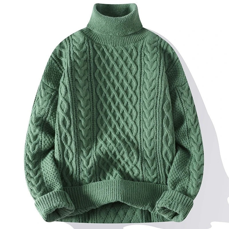 James Relaxed Cable Knit Turtleneck Sweater