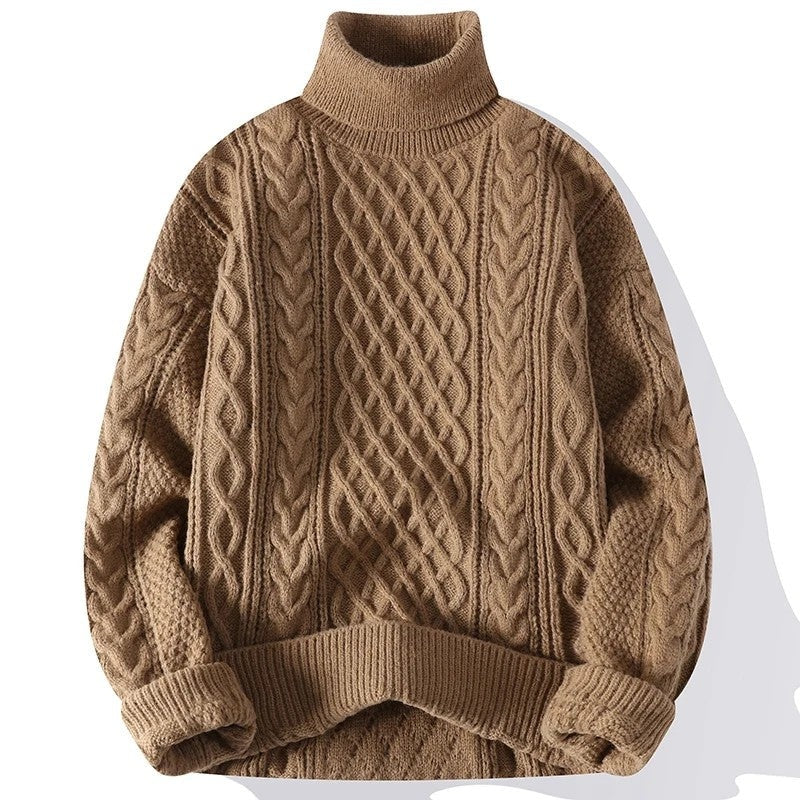 James Relaxed Cable Knit Turtleneck Sweater