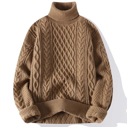 James Relaxed Cable Knit Turtleneck Sweater