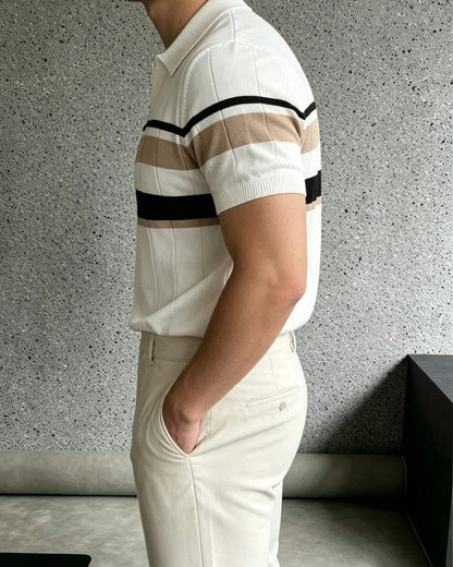 Javier Men's Striped Knit Polo Shirt