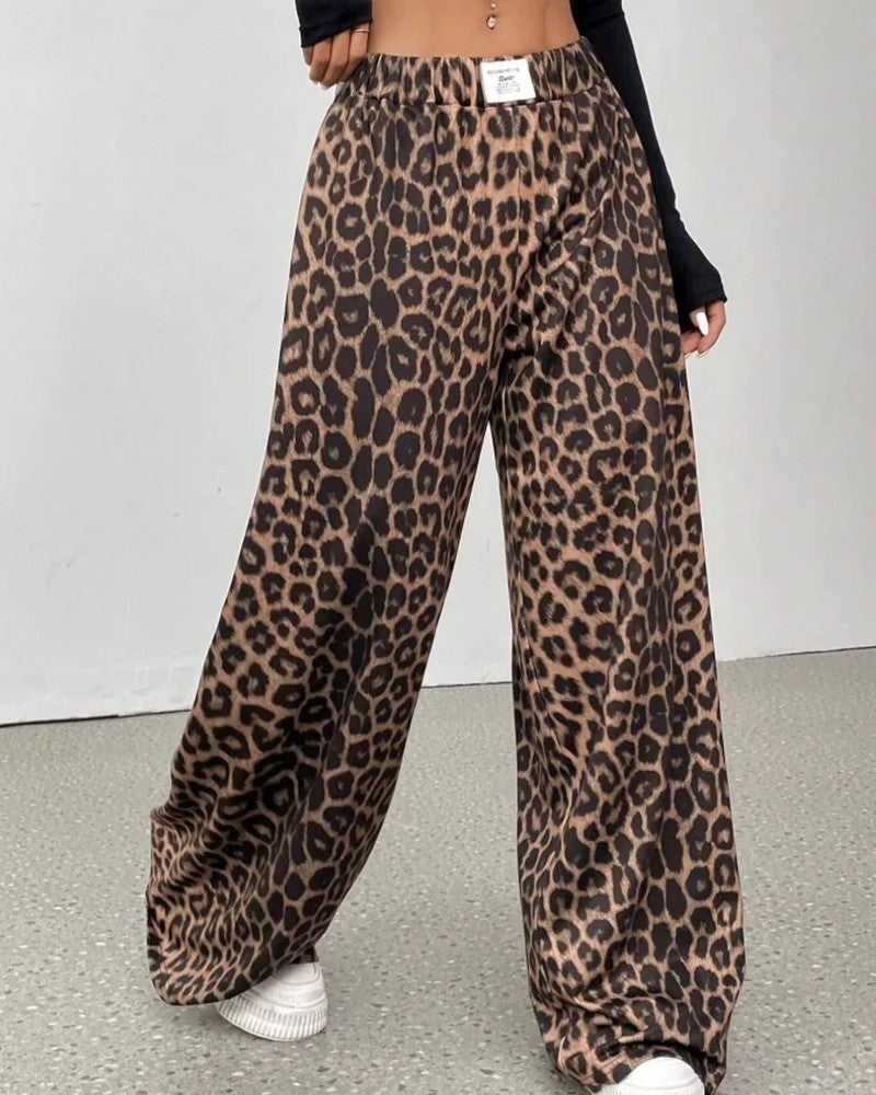 Joelle Leopard Print Wide-Leg Pants