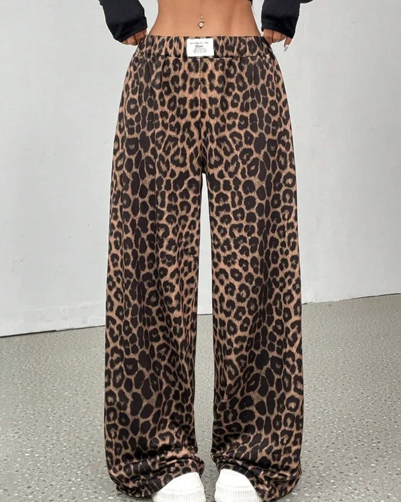 Joelle Leopard Print Wide-Leg Pants
