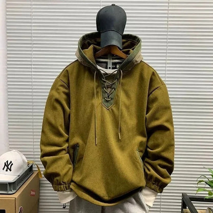Julian Lace-Up Relaxed Hooded Sweatshirt