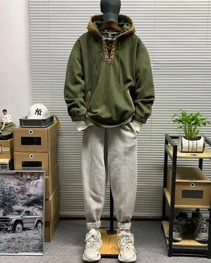 Julian Lace-Up Relaxed Hooded Sweatshirt