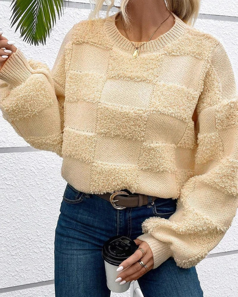 June Women's Textured Check Knit Sweater