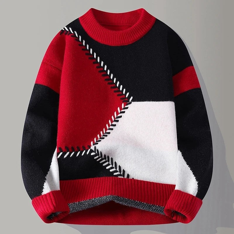 Karsten Geometric Stitch Crewneck Knit Sweater