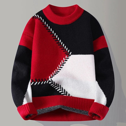 Karsten Geometric Stitch Crewneck Knit Sweater