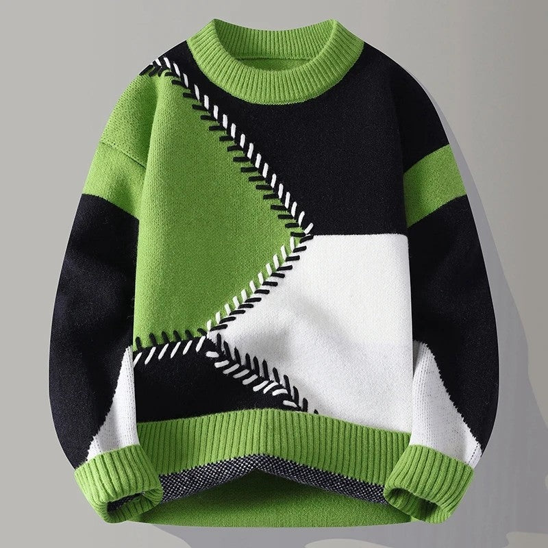 Karsten Geometric Stitch Crewneck Knit Sweater