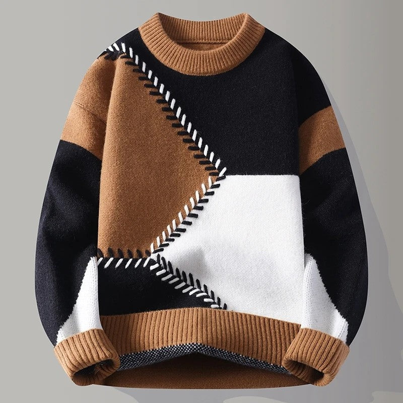 Karsten Geometric Stitch Crewneck Knit Sweater