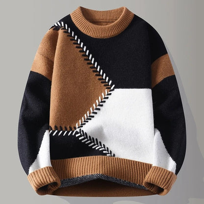 Karsten Geometric Stitch Crewneck Knit Sweater