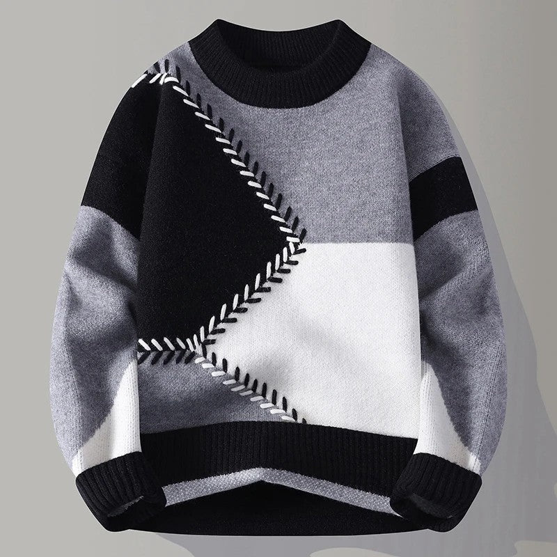 Karsten Geometric Stitch Crewneck Knit Sweater