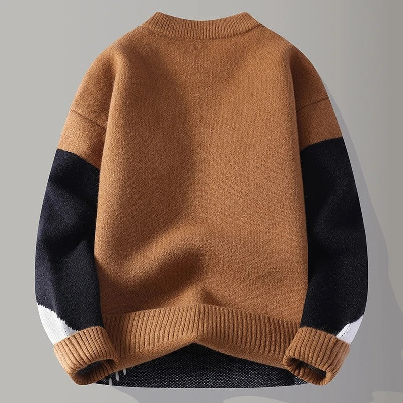 Karsten Geometric Stitch Crewneck Knit Sweater