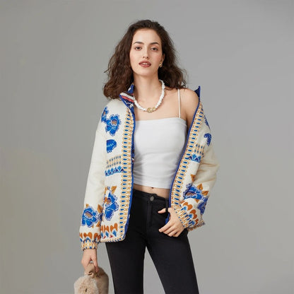 Kaspar Embroidered Floral Cotton Jacket
