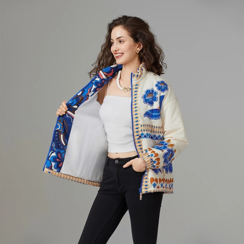 Kaspar Embroidered Floral Cotton Jacket