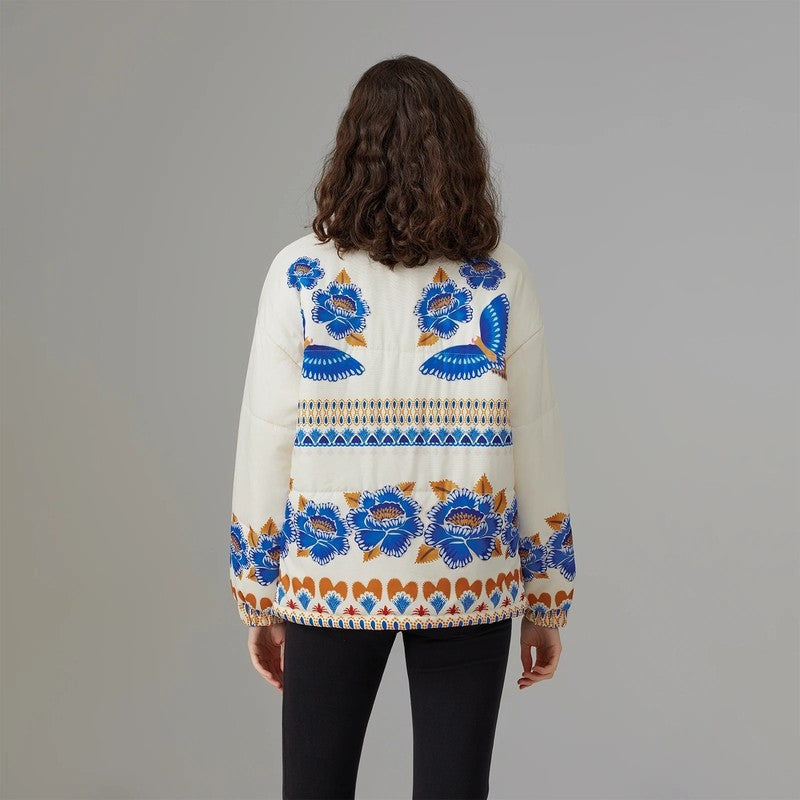 Kaspar Embroidered Floral Cotton Jacket