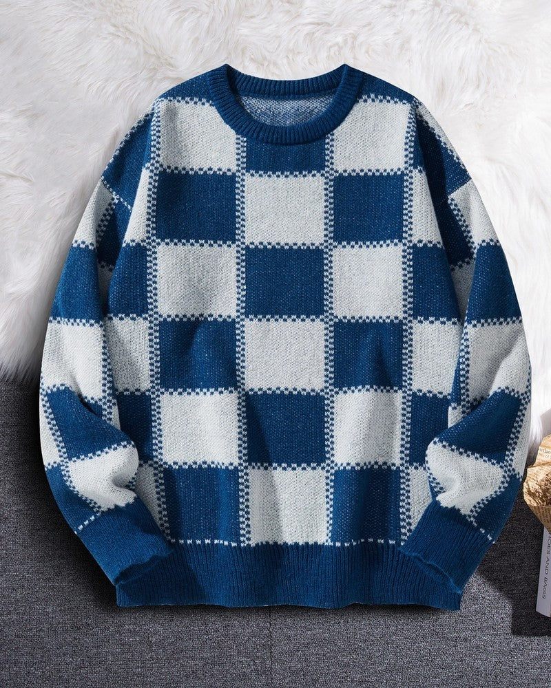 Lars Relaxed Checkerboard Knit Sweater