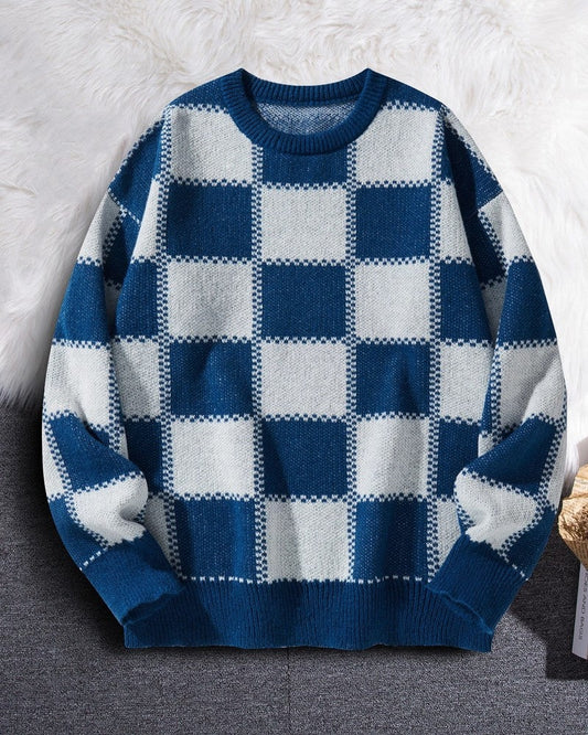 Lars Relaxed Checkerboard Knit Sweater