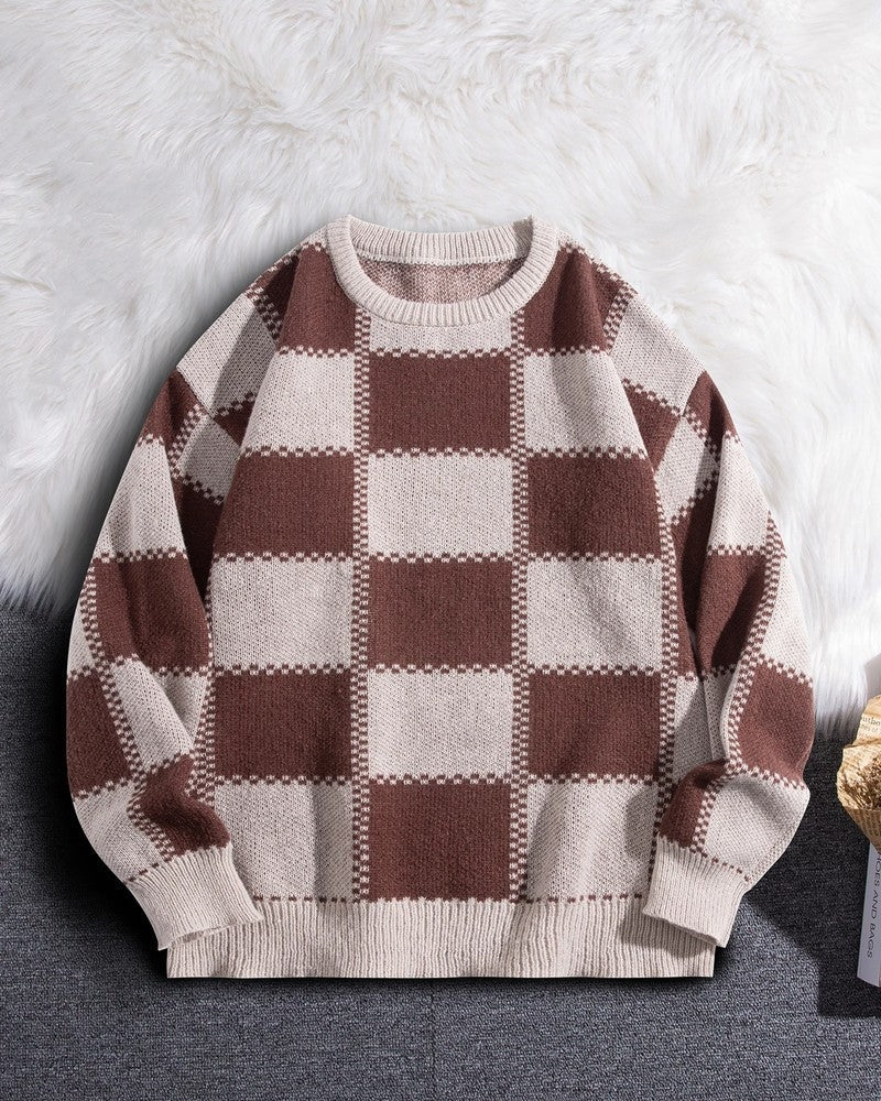 Lars Relaxed Checkerboard Knit Sweater