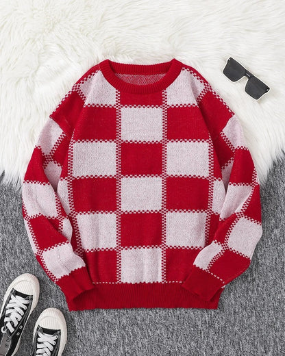 Lars Relaxed Checkerboard Knit Sweater