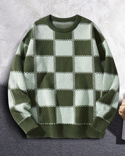 Lars Relaxed Checkerboard Knit Sweater