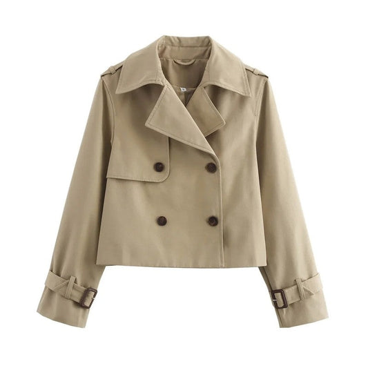 Laura Cropped Double-Breasted Trench Jacket