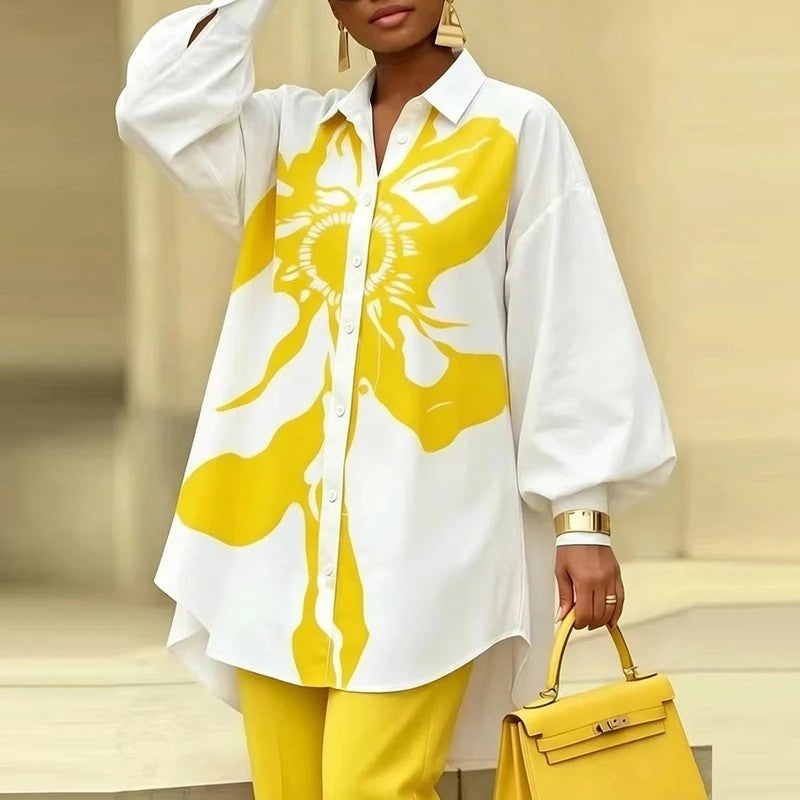 Lauren Women's Oversized Graphic Button-Up Shirt