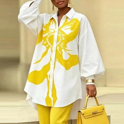 Lauren Women's Oversized Graphic Button-Up Shirt