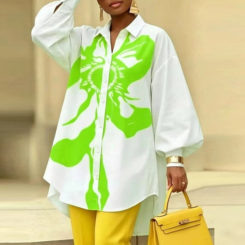 Lauren Women's Oversized Graphic Button-Up Shirt