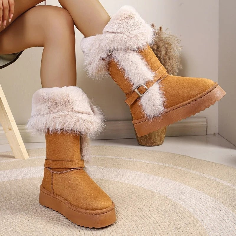 Laurent Faux Fur Buckle Platform Boots