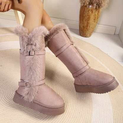 Laurent Faux Fur Buckle Platform Boots