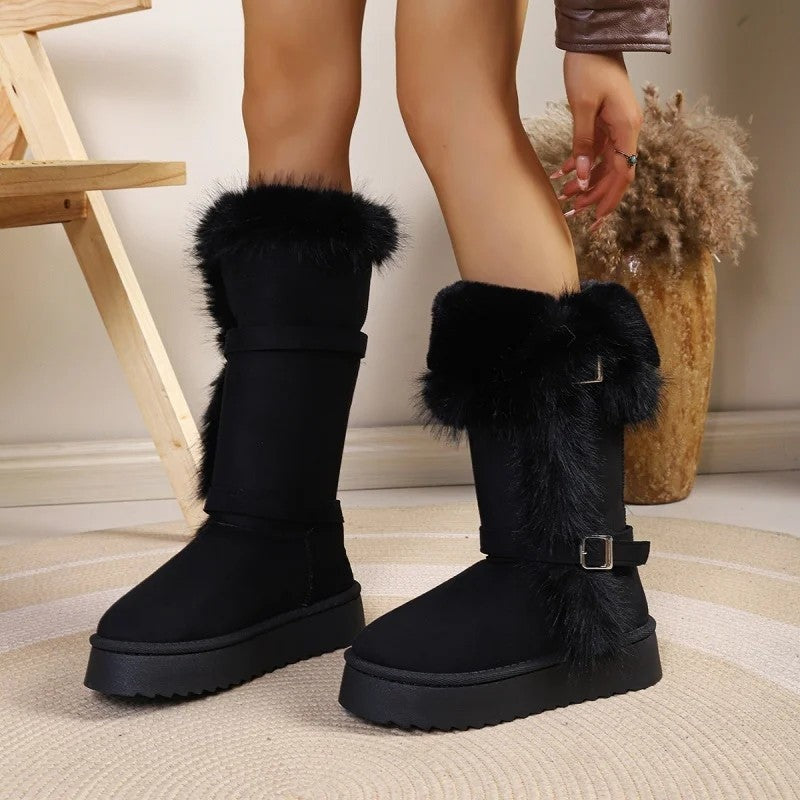 Laurent Faux Fur Buckle Platform Boots